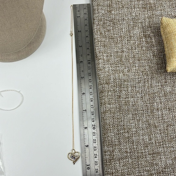 10kt Gold Heart .20 Ct Tanzanite Round Diamond Accent Heart Pendant Necklace - Picture 11 of 17